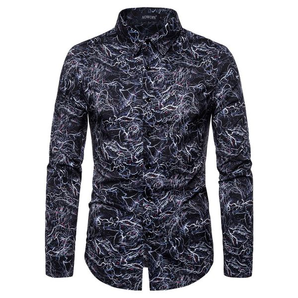 

3d digital print mens designer shirts fashion panelled long sleeve lapel neck mens shirts males clothing, White;black
