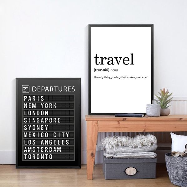 

airport board destination board posters canvas prints , travel quotes art painting pictures honeymoon travel decoration