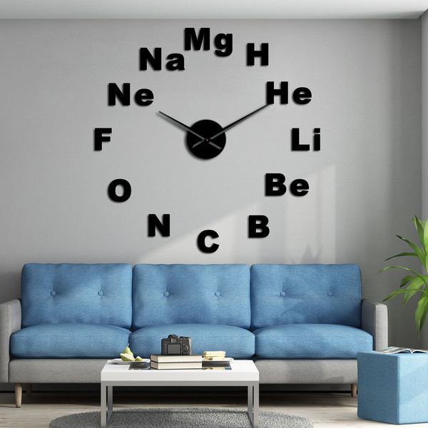 

periodic diy wall clock modern design chemistry school acrylic needles 3d stickers mirror wall clocks
