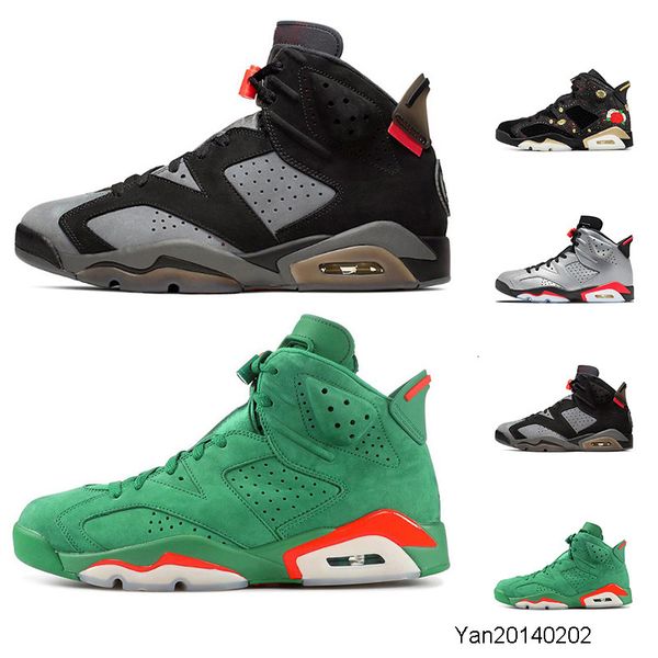 

6s new arrived men basketball shoes 2019 black infrared cny gatorade green tinker psg breathe 6 sports sneakers mens trainers size 7-13