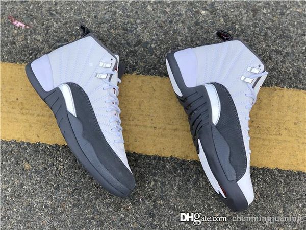 

est air authentic 12 dark grey white basketball shoes retro real carbon fiber 12s men sports sneakers 130690-160 with box