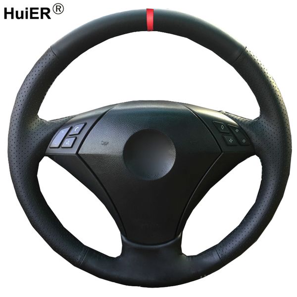 

huier hand sewing car steering wheel cover red marker for e60 e61 520i 520li 523 523 523li 525 525i 530 530i 535 545i