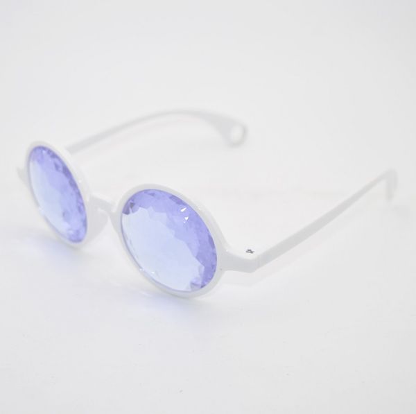 

white frame purple glass lens, White;black