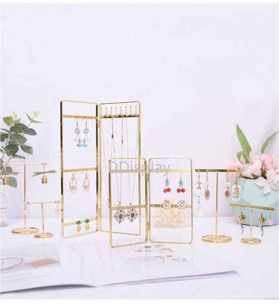 

ddisplay vintage tbar jewelry stand in rose gold earring creative metal jewelry rack home decoration necklace jewelry display, Black