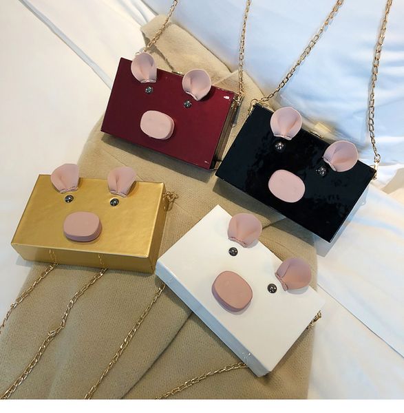 

pig bag on the new small bag female new tide korean version of the wild girl chain box handbag shoulder messenger bag