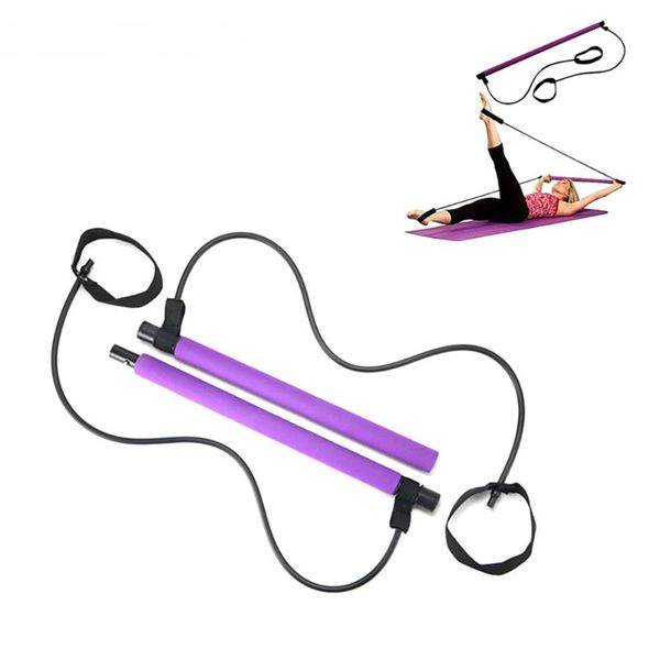 

multifunction pilates bar kit body abdominal resistance rope puller yoga rally rod pilates stick fitness bar body workout