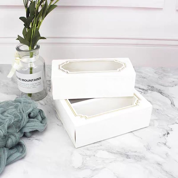 

10pcs macaron box with window paper macarons box packaging cookie macaron packaging containers wedding birthday party