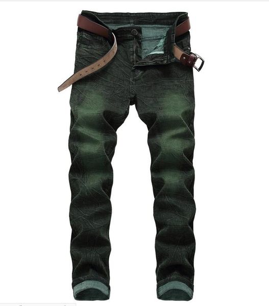 

2019 autumn new designer men's washed elasticity jeans denim pants slim casual streight leg zipper jeans big size 28-42, Blue