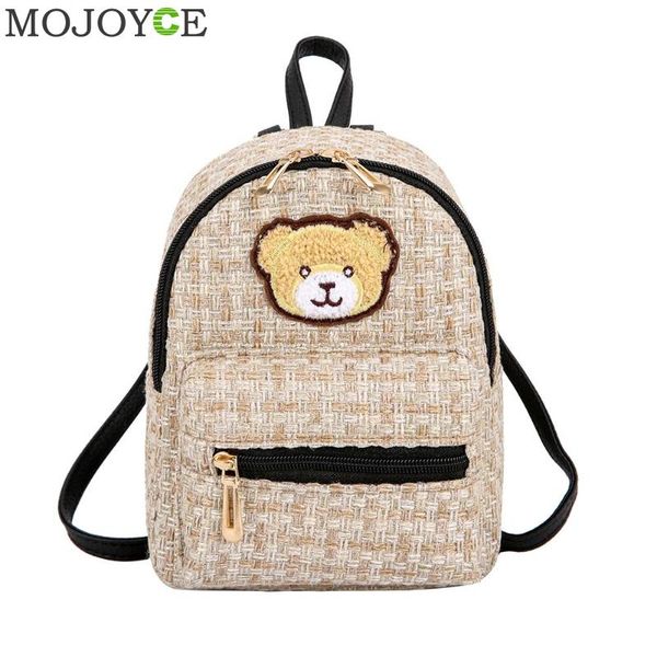 

women knitted backpack cute bear mini schoolbags zipper girls student travel shoulder bags woven knapsack