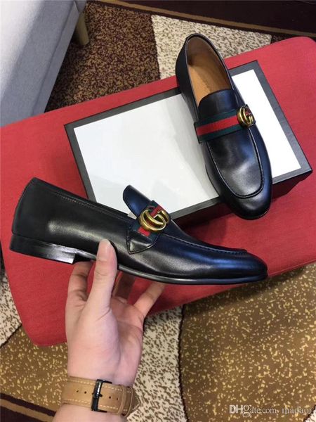 

18fw new brand men formal shoes slip on pointed toe patent leather oxford shoes for men dress shoes business plus size 38-45 lisy1, Black