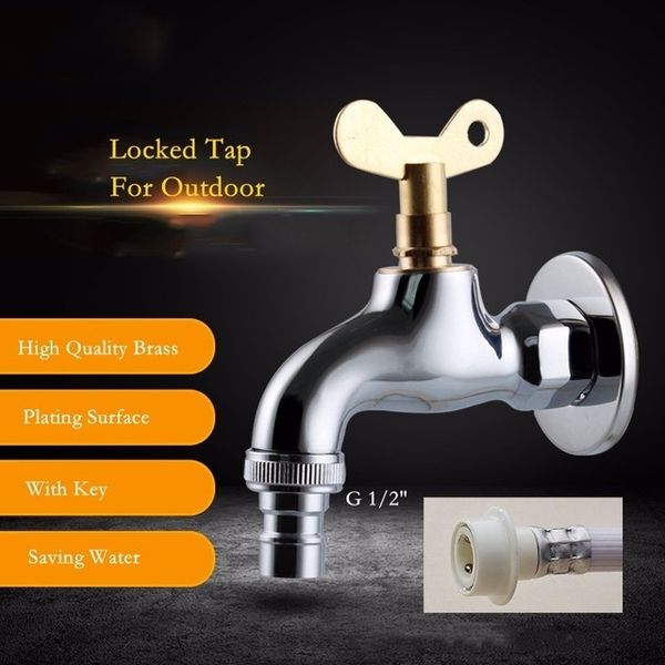 

bathroom sink faucets houmaid full copper cold water faucet with lock for mop pool tap outdoors guard brass key washing machine