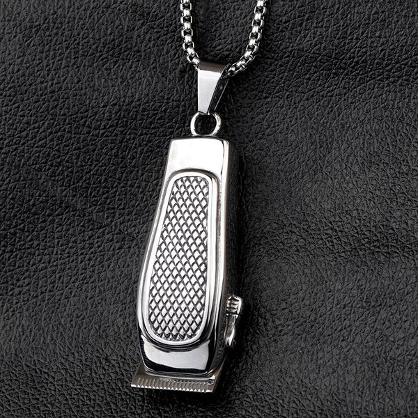 

chains valily jewelry men's barber pendant necklace stainless steel fashion haircut razor shaver silver for men box chain
