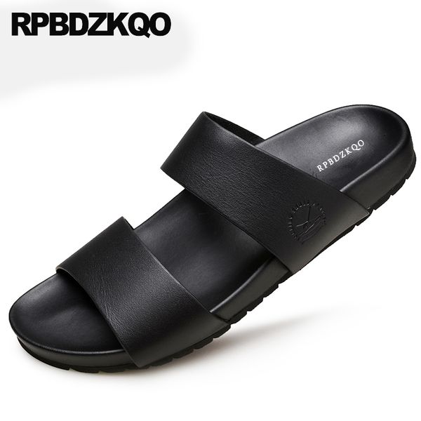 

designer shoes men black native slippers flat italian sandals summer slides brown beach slip on genuine leather
