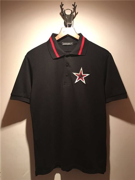 

2019 brand clothes polos shirt turn-down embroidery polo printing mens shirt pentagram male for breath comfort collar men cool awfoq, Black