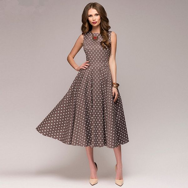 

урожай платье 2019 лето новых рукавов o-образного вырез vestidos женщины элегантного тонкий точка печати середина теленок случайных платья ж, Black;pink