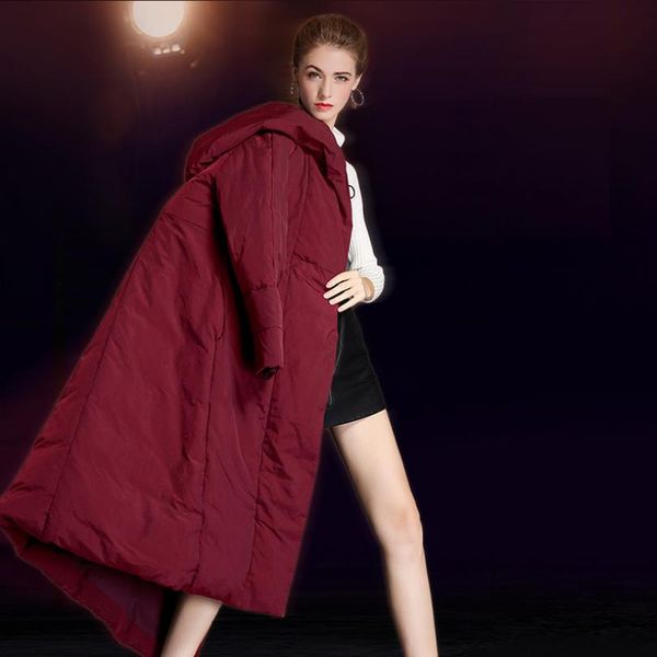 

winter new fashion brand single breasted skirt style warm down jacket coat female super longer thicker warm parkers coat wq817, Black