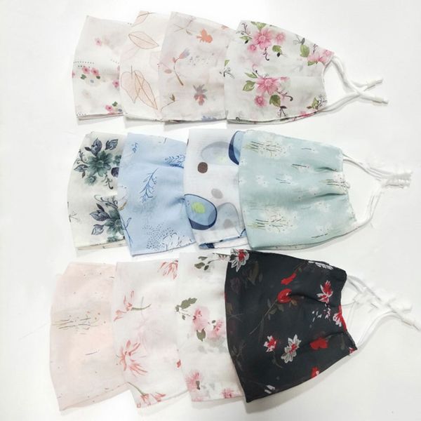 

оптовая лето маски шифон маска бытовая защитная маска солнцезащитная регулируемые ушная моющаяся быстрый сухой горячая распродажа печать цве