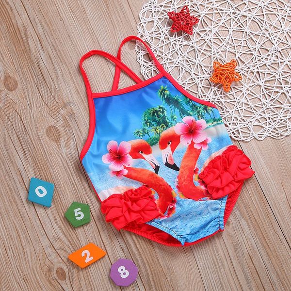 

girls swimsuit shoulder strap shoulder strap ' swimwear straps foreign style conjoined hawaii flamingo, White;black