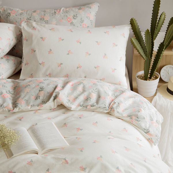 

малые свежие постельная цветочные вчетвером пододеяльник хлопок хлопок простыня три-piece suit-style девушка одеяло обложка