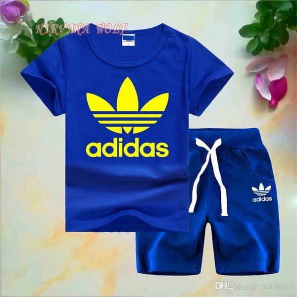 

adldasloge children designer clothes girls 2pcs/sets baby boys girls pure cotton style summer little kids sets, White