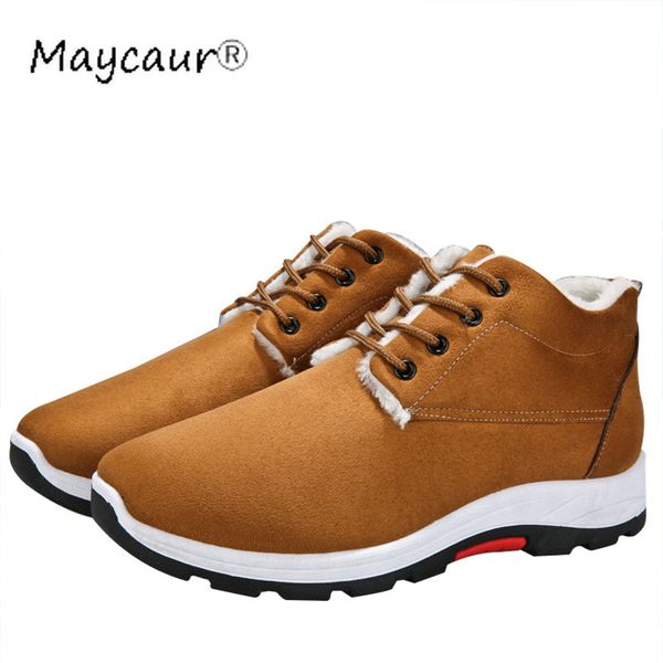 

new winter plush waterproof snow boots shoes warm winter men's sneakers footwear fashion outdoor ankle boots men's 39-44, Black