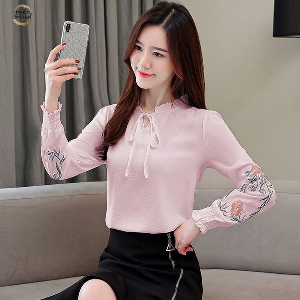 

womens fashion and blouses long sleeve 3xl 4xl plus size women shirts floral embroidery chiffon blouse shirt 1645 50, White