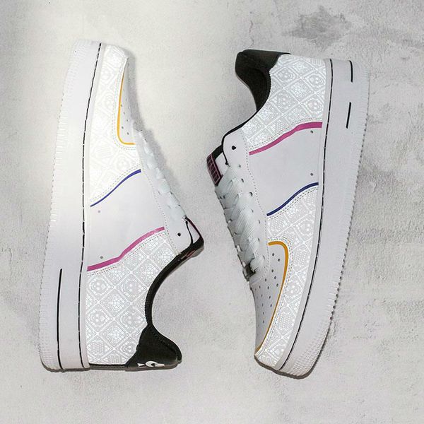 

1 3 11 new forced low day of the dead m running men women s white multi fully reflective sneakers trainers size us outdoor shoes