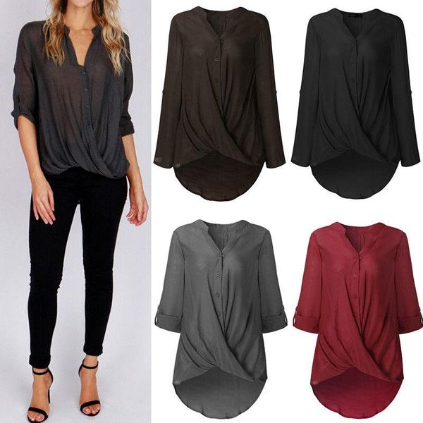 

autumn 2019 plus size 5xl v neck t shirt female long sleeve shirt fashion bodycon leisure linen t shirt, White