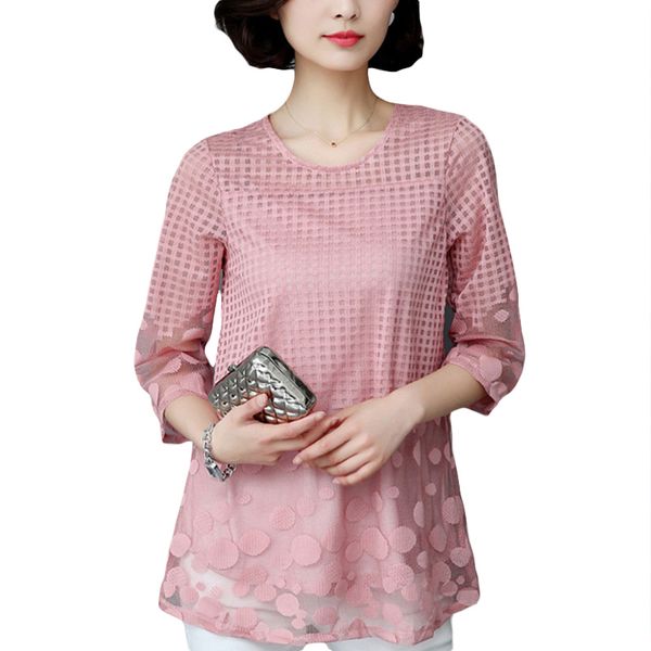 

womens elegant summer and blouses shirts loose chiffon lace blouse plus size vetement femme blusas camisa new, White