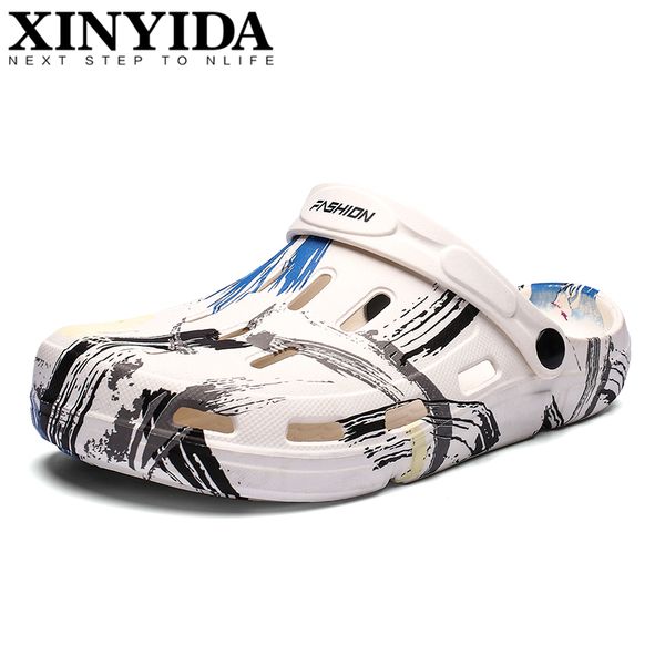 

2020 new summer men sandals slip on breathable hollow casual cool beach shoes fashion men garden shoes plus size40-45, Black