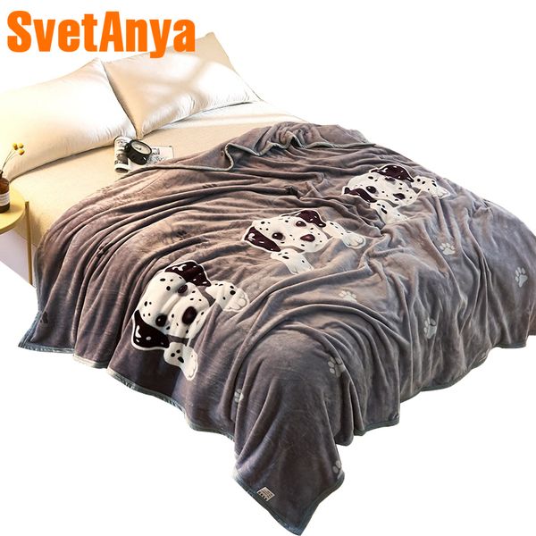 

2018 lovely dots dogs print blanket soft throw plaids microfiber coral fleece fabric twin full queen size sheet mat