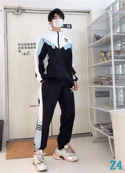 

fashion mens brand tracksuits new arrival men and women autumn tracksuit mens jacket + pants sets mens clothingz4, Gray
