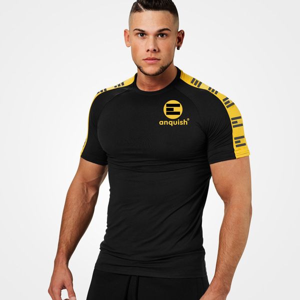

new mens skinny t-shirt gyms fitness bodybuilding crossfit short sleeve t shirt male brand print tee summer casual clothing, White;black
