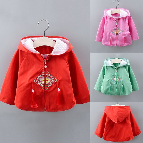 

chamsgen spring autumn baby outwear toddler baby girls embroidery floral coat tassels hooded coat long sleeve clothes 19august15, Blue;gray