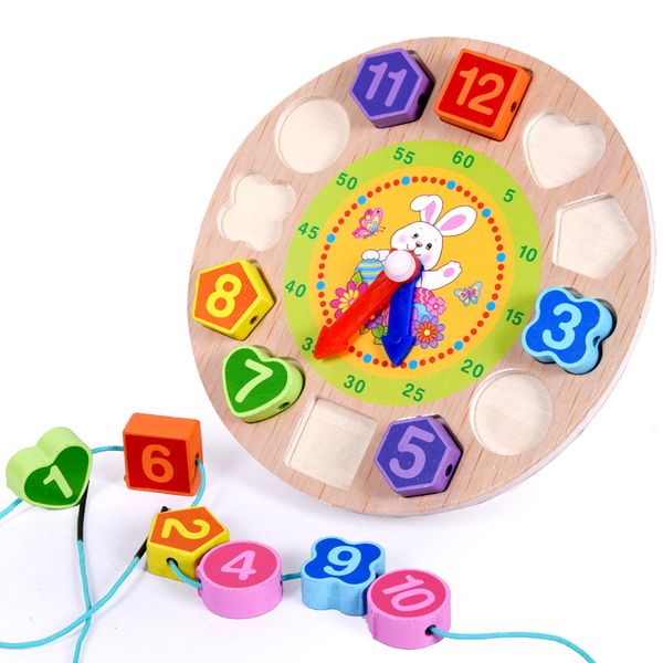 

threading digital clock geometric shape matching building blocks hand clock early childhood slip enlighten toys