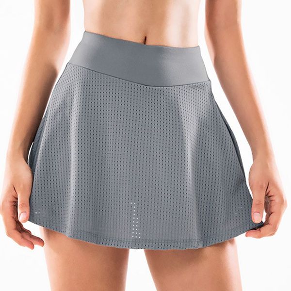 

women badminton skirts fitness yoga shorts high waist comfortable elastic anti exposure sports tennis skirt, White;red