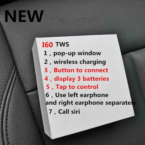 

I60 tw air pop up 1to1 headphone wirele bluetooth 5 0 earphone qi charging earphone earbud pk i10 i20 i30 tw pod