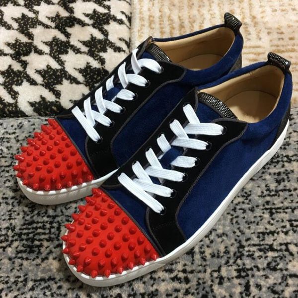 

популярный конструктор low top шипы юниор тапок с заклепками блестящей кожа red bottom shoes мужчина, женщины открытого вскользь walking дос, Black