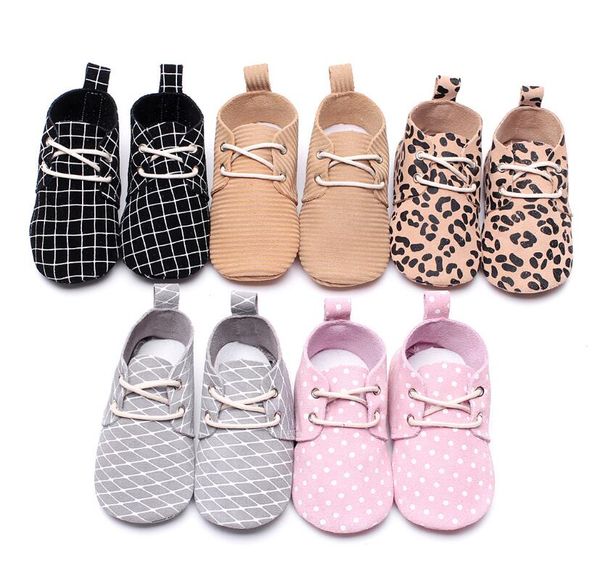 

new leopard genuine leather lace-up newborn baby boy girls prewalkers sports sneakers crib babe children soft soled shoes