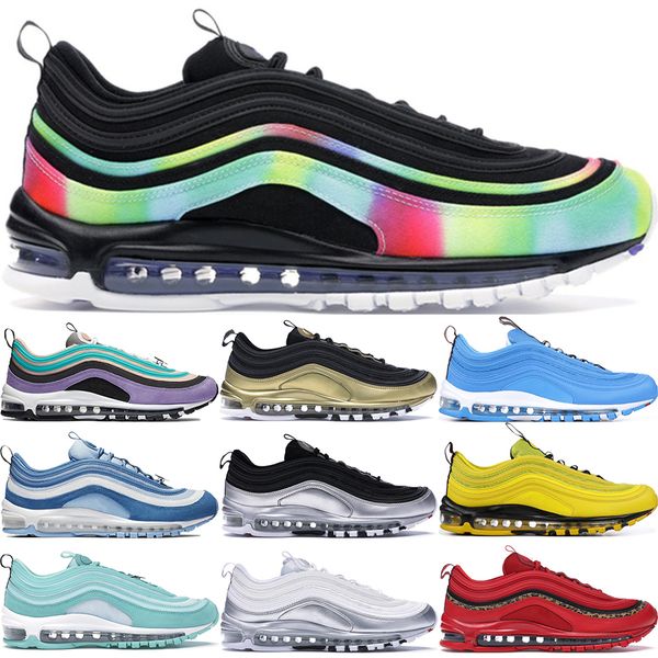 

causal shoes 97s men women trainer leisure black white reflective bred south beach indigo storm undefeated sports sneakers