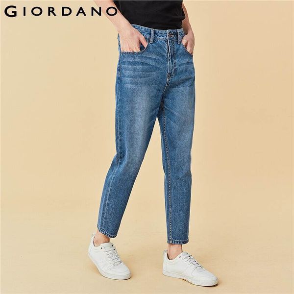 

men jeans mid rise straight denim jeans cotton classic five pockets loose straigt vaqueros hombre 01110073, Blue