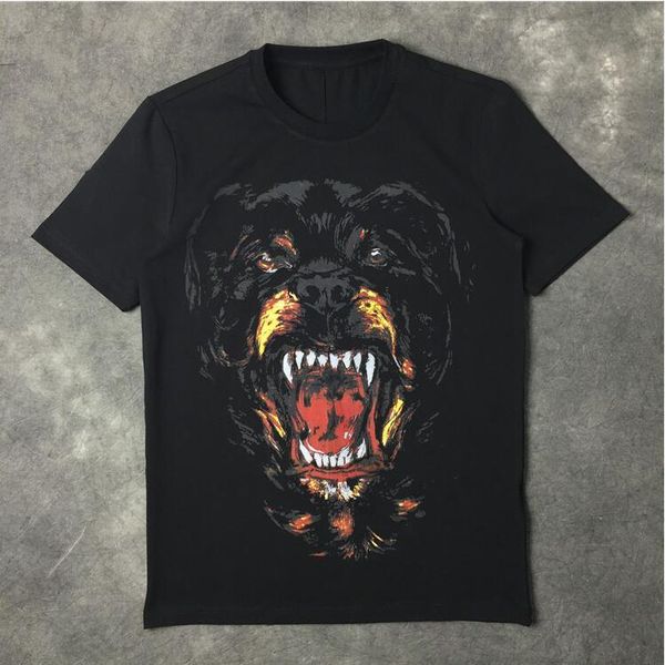 

new arrival 2018 mens fashion t shirts rottweiler dog embroidery t-shirt men hip hop skateboard street cotton t-shirts tee casual, White;black