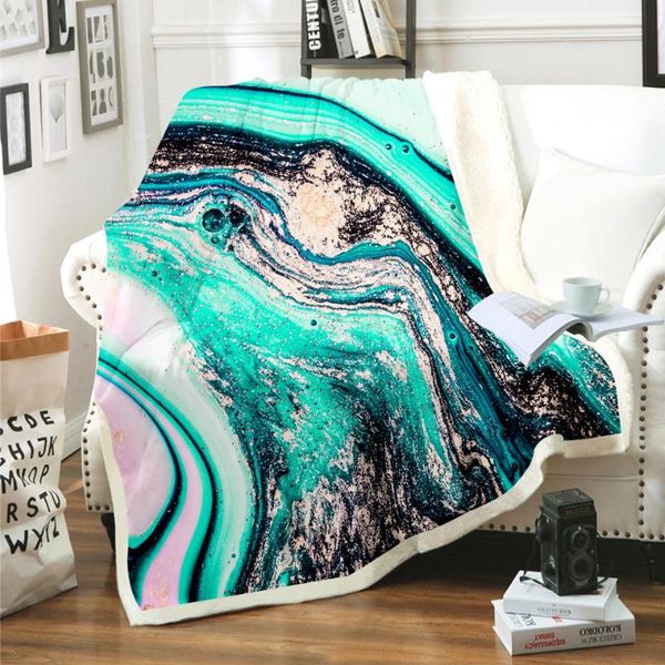 

marble texture throw одеяло на кровати диван-осень-весна фланели плюша шерпа одеялко красочные покрывало home decor