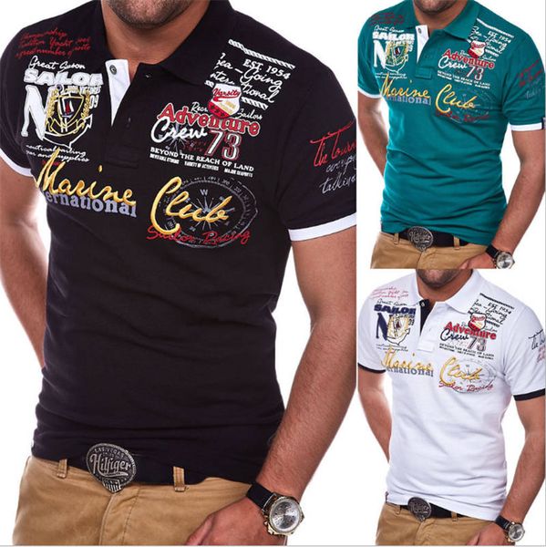 

2020 men's short-sleeved t-shirt sports culture shirt individual print polo shirt spring summer new short-sleeved men, White;black