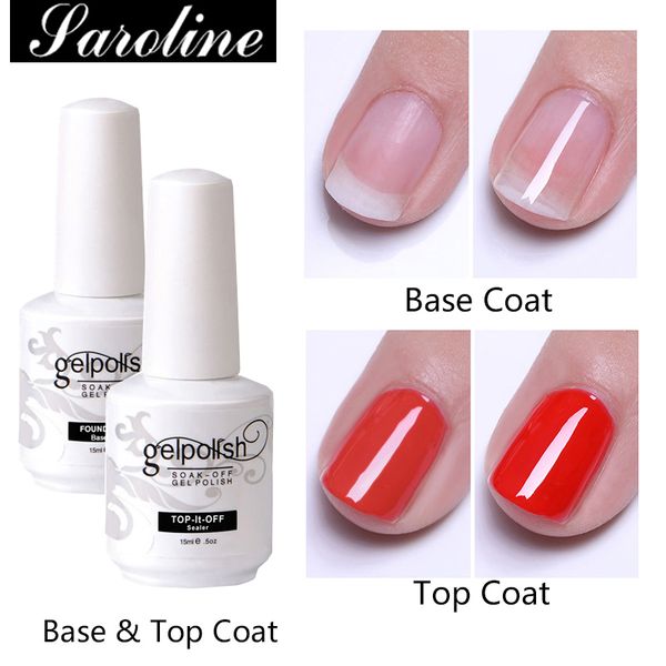 

saroline 15ml coat base coat soak off uv gel nail polish led transparent color nail gel polish uv clea art varnish, Red;pink
