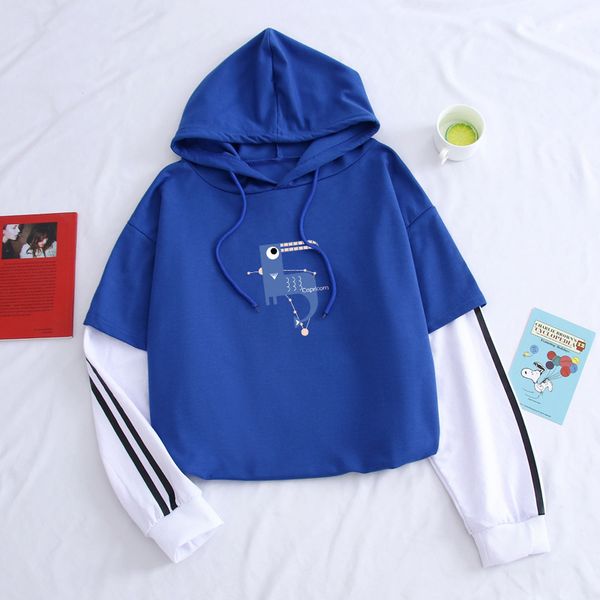 

autumn funny xingzuo male hoodies fashion men women sweatshirts fake two pieces cap long sleeves pullover hoody, Black