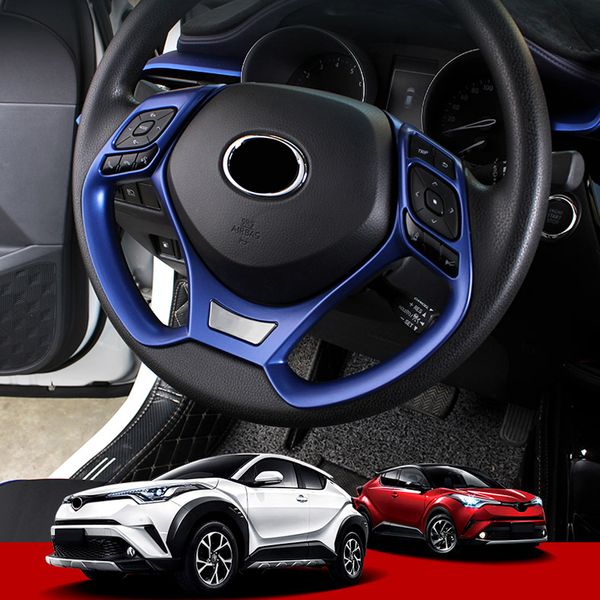 

car styling 2pcs abs plastic interior steering wheel decoration cover trim for toyota c-hr chr 2016 2017 2018