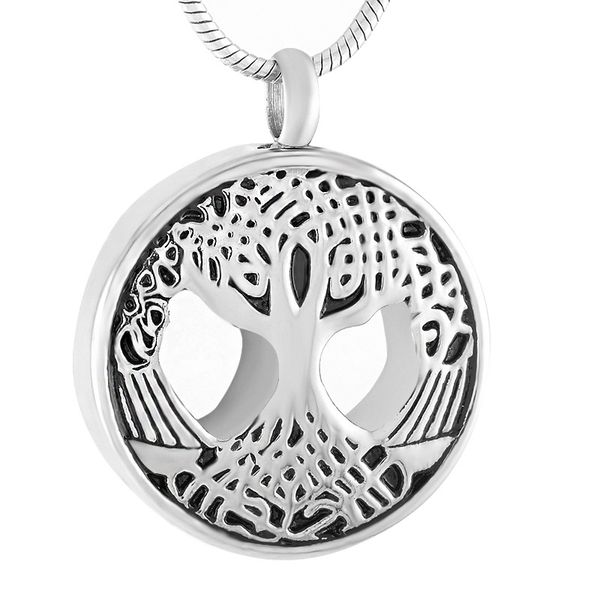 

ijd9436 stainless steel silver tree of life pendant cremation memorial pendant for ashes urn souvenir keepsake necklace jewelry