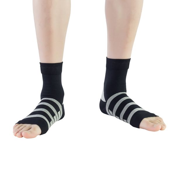 

1 pair sport ankle brace protector open toes breathable anti-sweat compression feet support wrap sleeve protection new1.1, Blue;black