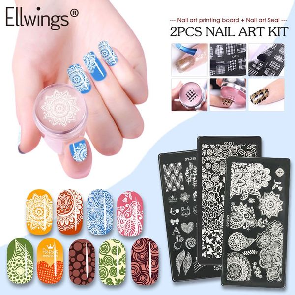 

ellwings nail stamper scraper silicone nail stamping plates 3d diy designs art manicure